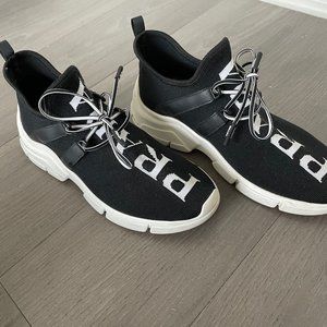 Authentic Prada Women's Logo Black & White Knit Sneakers